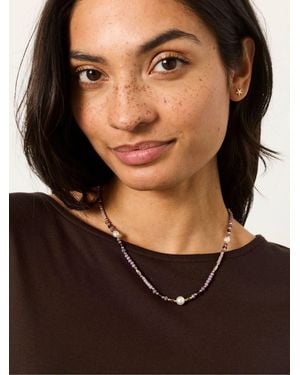 FatFace Faux Pearl And Bead Necklace - Brown