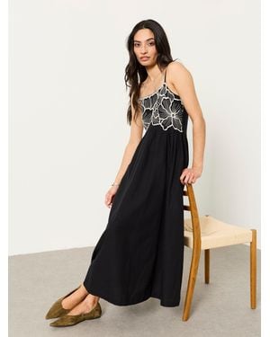 FatFace Fatface Hazel Petite Embroidered Midi Dress - Black