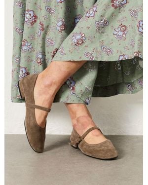 FatFace Fatface Suede Mary Jane Flat - Natural