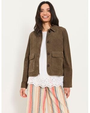 FatFace Eliza Petite Petite Suede Jacket - Brown