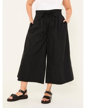 FatFace Aubrey Wide Leg Crop Trouser - Black