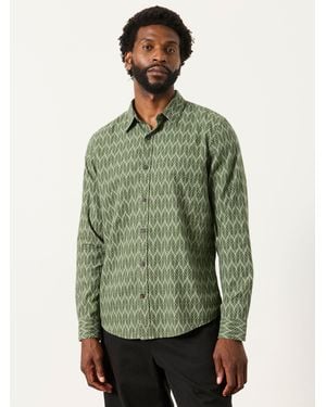 FatFace Fatface Long Sleeve Chambray Leaf Print Shirt - Green