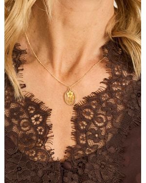 FatFace Pressed Flower Necklace - Brown