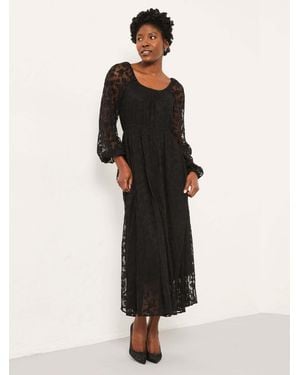 FatFace Maude Regular Lace Midi Dress - Black