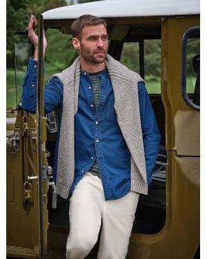 FatFace Long Sleeve Grandad Denim Shirt - Blue