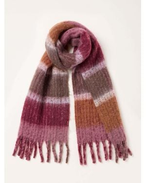 FatFace Fatface Multi Brushed Knit Stripe Scarf - Red