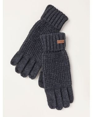 FatFace Fatface Charcoal Waffle Gloves - Blue