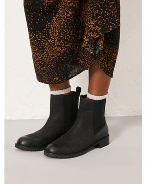FatFace Fatface Evelyn Standard/Wide Fit Leather Chelsea Ankle Boots - Black