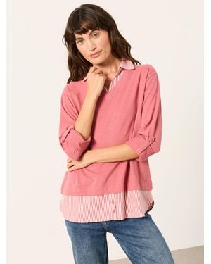 FatFace Polly Double Layer Jersey Shirt - Pink