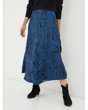FatFace Pat Marble Midi Skirt - Blue
