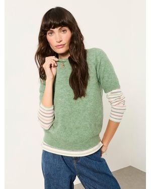 FatFace Halle Wool Rich Soft Knitted Top - Green
