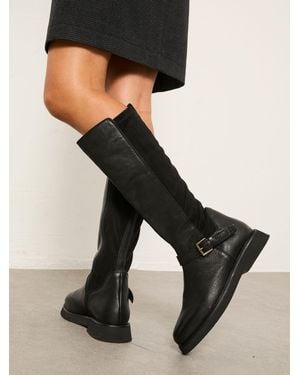 FatFace Fatface Knee High Leather Riding Boot - Black
