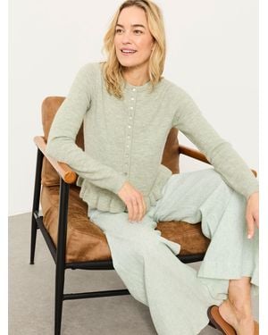 FatFace Fearne Frill Knitted Cardigan - Natural