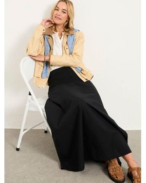 FatFace Fatface Harper 100% Cotton Pleated Maxi Skirt - Black