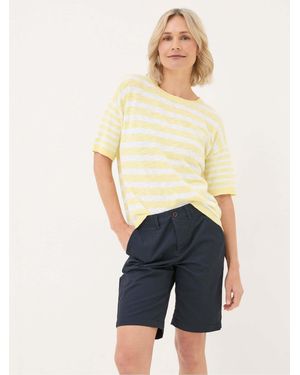 FatFace Sorbet Linen Stripe Knit T-Shirt - Blue