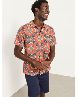 FatFace Short Sleeve Tile Print Shirt - Red