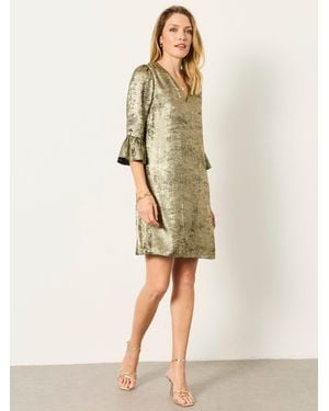 FatFace Lizzie Petite Metallic Dress - Natural
