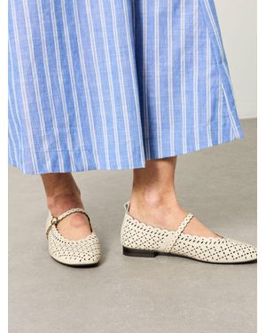 FatFace Fatface Leather Lasercut Ballerina Flat - Blue