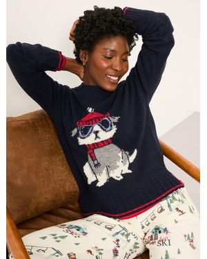 FatFace Fatface Dog Knitted Jumper - Blue