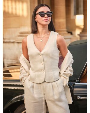 FatFace Kiley Regular Linen Waistcoat - Natural