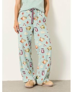 FatFace Lola Autumn Print Wide Leg Pyjama Bottoms - Blue