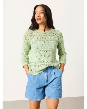 FatFace Orla Knitted Stitch Jumper - Green