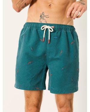 FatFace Fatface Lizard Printed Swim Shorts - Blue
