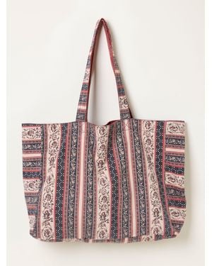 FatFace Fatface Multi Stripe Floral Reversible Tote Bag - Pink