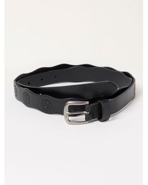 FatFace Fatface Scallop Leather Belt - Black
