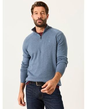 FatFace Rye Quarter Zip Knitted Jumper - Blue