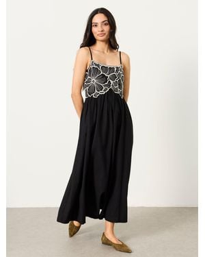 FatFace Fatface Hazel Regular Embroidered Midi Dress - Black