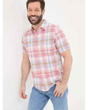 FatFace Short Sleeve Baston Check Shirt - Red