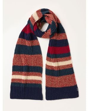 FatFace Fatface Multi Stripe Knit Scarf - Red