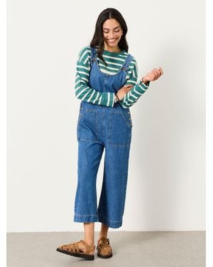 FatFace Raffles Cropped Wide Leg Dungaree - Blue