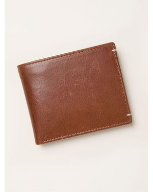FatFace Corner Stitch Detail Leather Wallet - Brown