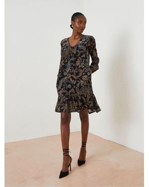 FatFace Poplar Floral Devore Swing Dress - Natural