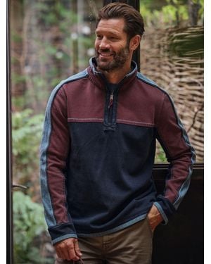 FatFace Airlie Panel Quarter Neck Sweatshirt - Blue