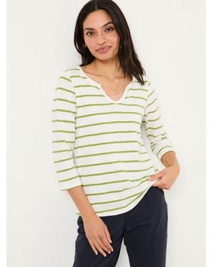 FatFace Fatface Porter Stripe 100% Cotton T-Shirt - Natural