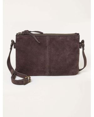 FatFace Double Compartment Suede Crossbody Bag - Brown