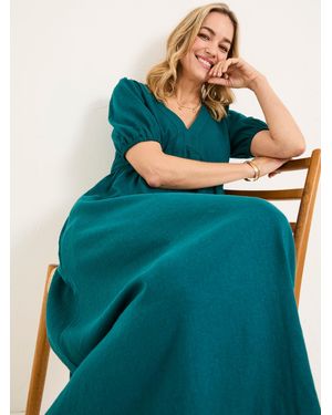 FatFace Remi Linen Midi Dress - Blue
