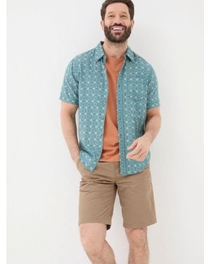 FatFace Fatface Short Sleeve Snave Tile Print Shirt - Blue