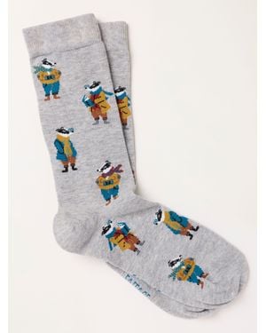 FatFace Fatface Badger Socks - Grey
