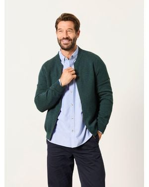 FatFace Ashurst Knitted Zip Front Bomber Jacket - Blue