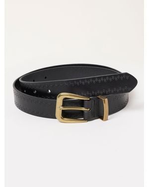 FatFace Fatface Floral Embossed Leather Belt - Black