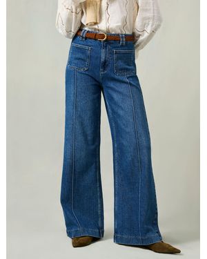 FatFace Patch Pocket Petite Flare Jeans - Blue