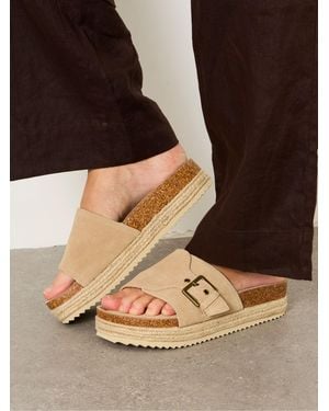 FatFace Layne Leather Flatform Sandal - Black