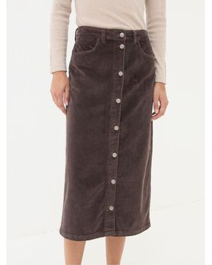 FatFace Carla Cord Midi Skirt - Brown