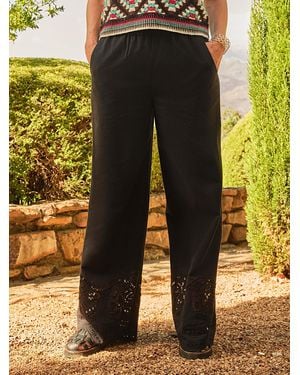FatFace Amberly Embroidered Wide Leg Trousers - Metallic