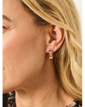 FatFace Gem Party Hoop Earrings - Brown