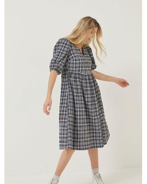 FatFace Fatface Hannah Check Midi Dress - Blue